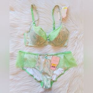 Affinitas by G. Grace Silky Floral Bra & Hipster Panty Set, 32C, 32D, 36B & M